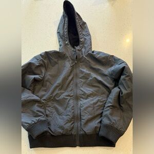 L Tommy Hilfiger Women's Large Black Jacket With Hood Full Zip Lined Fur Warm